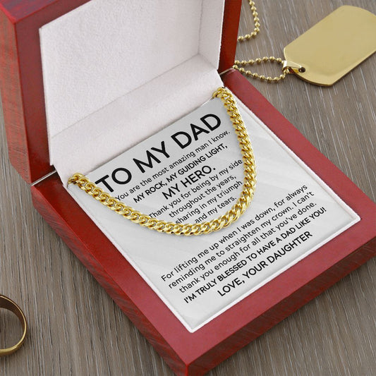 Gift for Father - My Rock, My Guiding Light - Cuban Link Chain