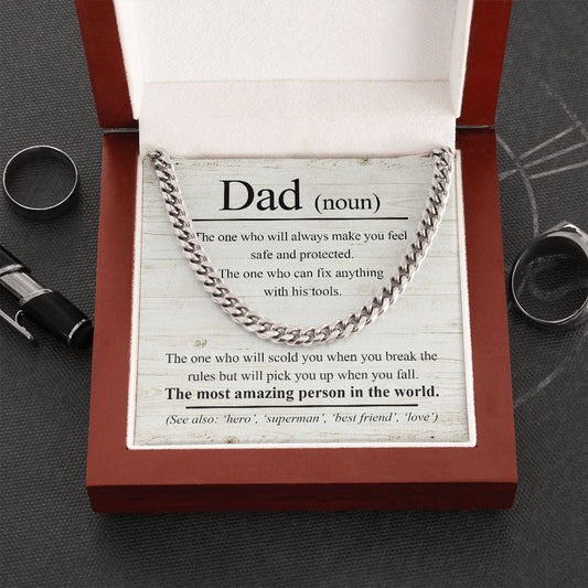 Gift for Father- Dad Noun - Cuban Link Chain