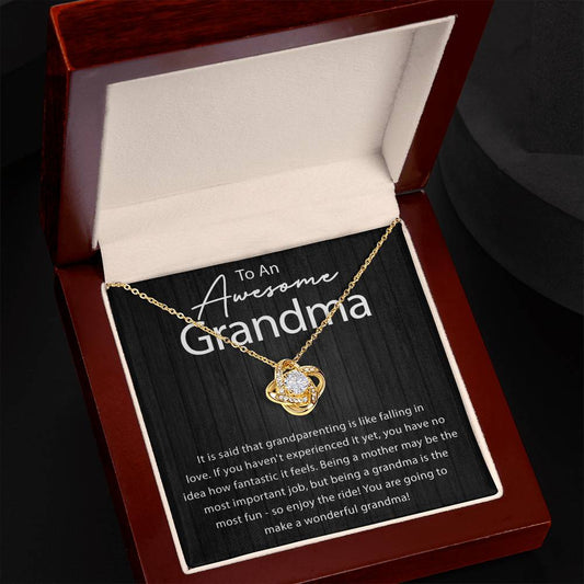 To An Awesome Grandma - Being a Grandma is the Most Fun - Love Knot Necklace