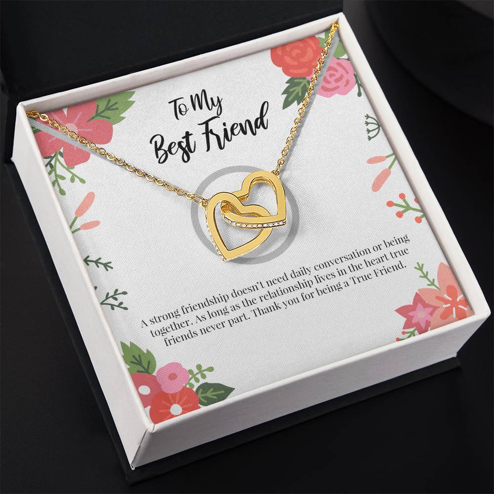 Gift For Best Friend - Thank You For Being A True Friend - Interlocking Heart Necklace