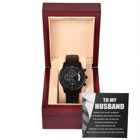To My Husband - Blessing - Black Chronograph Watch