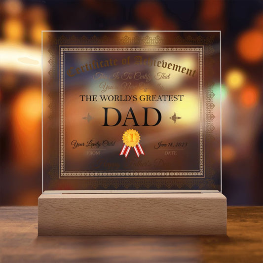 Gift for Dad - World's Greatest Dad - Square Acrylic Plaque