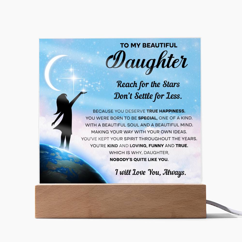 Gift to Daughter - Reach for the Stars - Square Acrylic Plaque