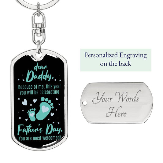 Father's Day Gift for New Dad - Funny Keychain for First Time Daddy (with engravings)