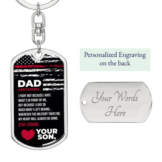 Father's Day Gift - Dog Tag Keychain for Military Dad From Son