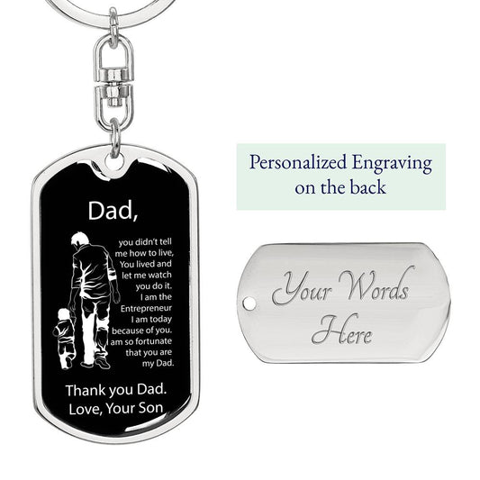 Father's Day Gift - Dog Tag Keychain for an Entrepreneur Dad From Son
