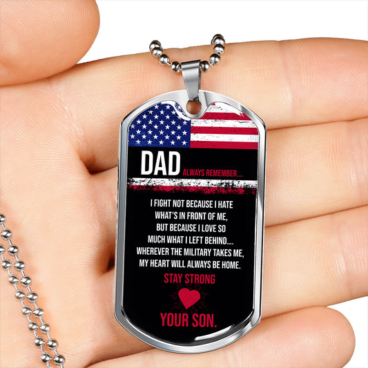 Father's Day Gift - Premium Military Chain Tag Necklace for Military Dad From Son