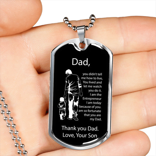 Father's Day Gift - Premium Military Chain Tag Necklace for Entrepreneur Dad