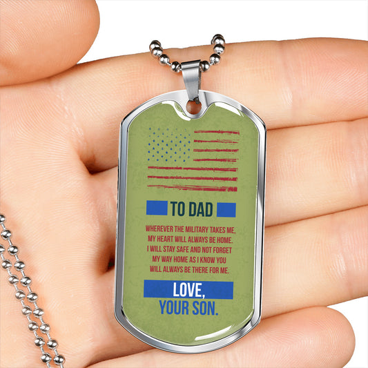 Father's Day Gift - Premium Military Chain Dog Tag Necklace for A Military Dad From Son