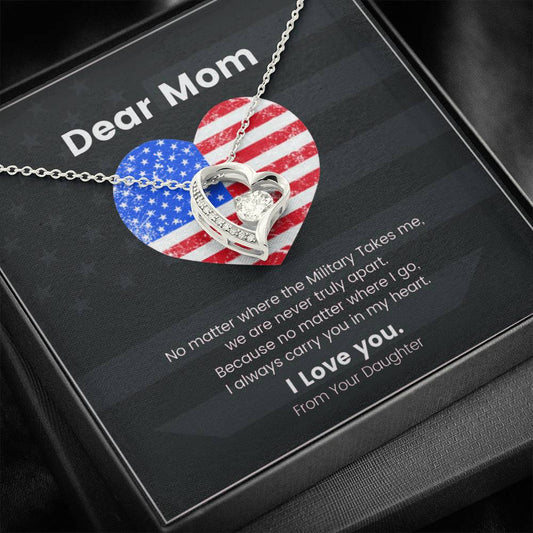 Military Mom- Mother's Day Gift Heart Necklace with Message Card From Daughter