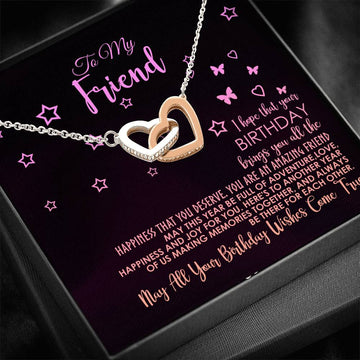 To My Awesome Friend Interlocked Heart Necklaces