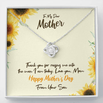 Mother's Day Gift Sunflower Message Card Love Knot Necklace From Son