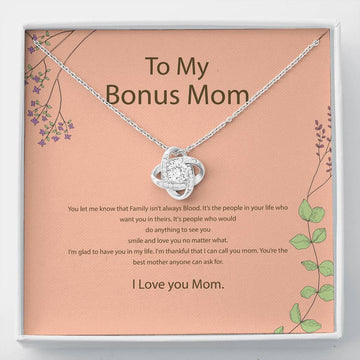 Mother's Day Gift to Bonus Mom - Love Knot Necklace with Message Card