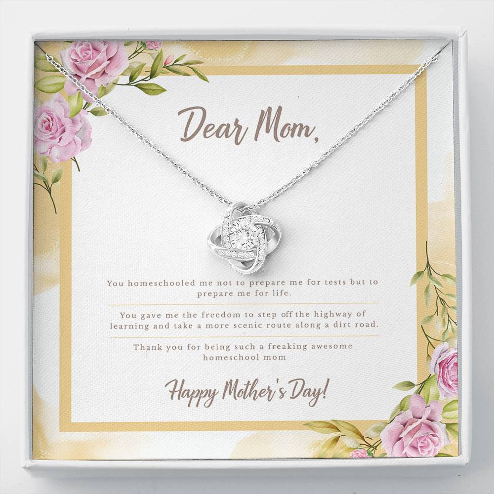 Mother's Day Gift for a Homeschool Mom From Son, Daughter, Touching Message Card Love Knot  Necklace, Jewelry, Meaningful Phrase Message