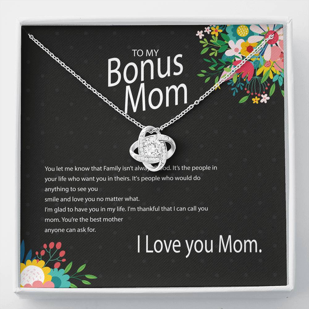 Mother's Day Gift to Bonus Mom-Love Knot Necklace with Message Card