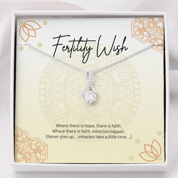 Encouragement Gift for Your Loved One - Fertility Wish Message Card with Alluring Beauty Necklace